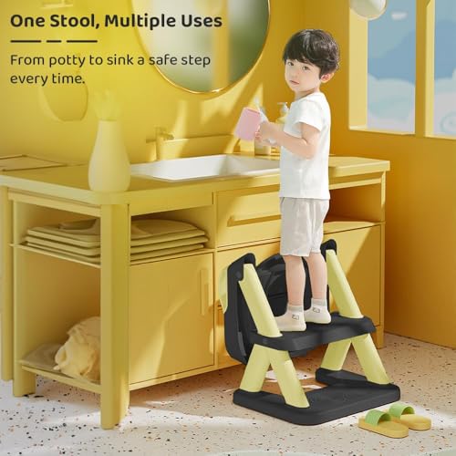 Image of StarAndDaisy Potty Seat for Kids 1-3 Years | Toilet Seat for Kids with Adjustable Height & Removable Soft Cushion, Fits All Western Toilets seat (Black-Yellow)