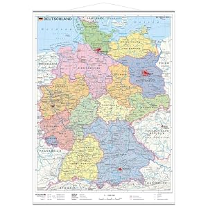Stiefel Deutschland politische Wandkarte laminiert