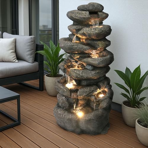 Grande Fontaine de Jardin BK902 avec éclairage LED Fontaine Casca...