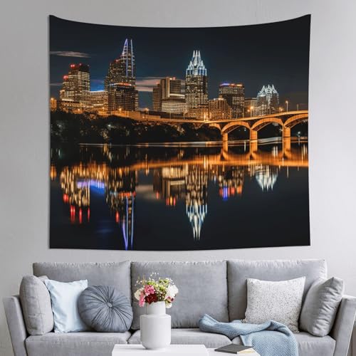 Tapiz impreso estético DUWAA Austin Texas3 de 60x51 pulgadas para decorar tu sala de estar