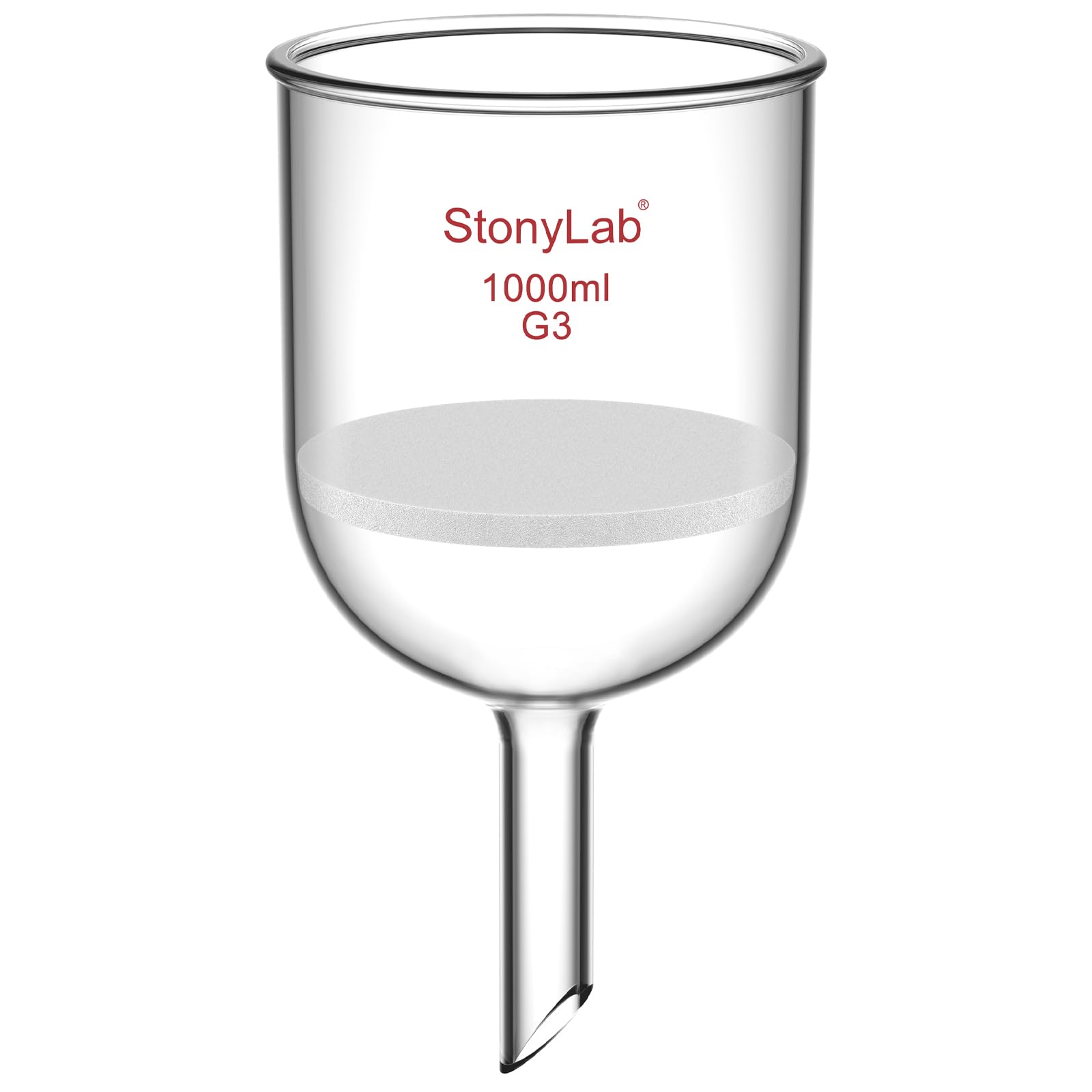 StonyLab Borosilicate Glass Embudo de Filtración Buchner con Frita Fina(G3) Buchner Funnel, Diámetro del Disco de 113mm, Profundidad de 100mm (1L)