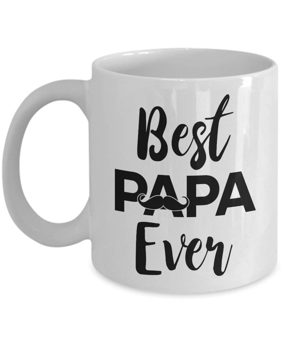 Best Papa Ever Mug, 11 oz Ceramic White Coffee Mugs, Fathers' Day Present, Best Funny Mug, Inspirational Tea Cups for Dad, Daddy Novelty Ideas, Good New Year Presents, Gift Ideas For Papa
