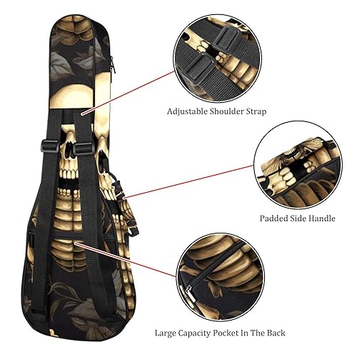 Waterproof Oxford Cloth Ukulele Bag Fairy with Bird and Flower Durable & Stylish Ukulele Case with Storage Skull Bees Print - Les Beatles, Paul McCartney, John Lennon, RIngo Starr, George Harrison Waterproof Oxford Cloth Ukulele Bag Fairy with Bird and Flower Durable & Stylish Ukulele Case with Storage Skull Bees Print – Image 4