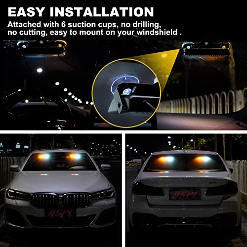 Aspl 2 In 1 Dash Emergency Strobe Lights 2X7.2 Inch 16Led Interior Front/Rear Windshield Safety Deck Split Light Bar Hazard Flashing Warning Traffic Lights For Trucks Vehicles Cars (Amber/White) #TOP3