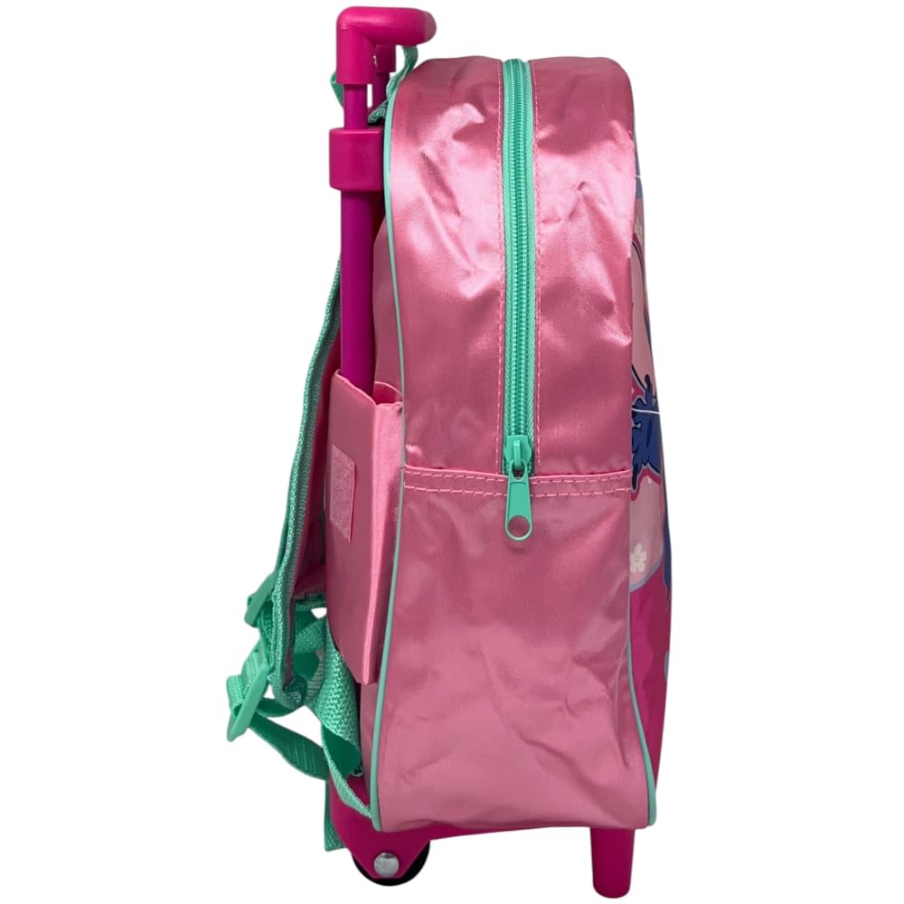 Zaino con trolley Stitch e Angel Disney borsa per la scuola asilo materna zainetto 28 cm con ruote e manico allungabile