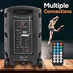 Pyle Portable Bluetooth PA Speaker System - 600W Bluetooth Speaker Portable PA System W/ Rechargeable Battery, Party Lights, MP3/USB SD Card Reader, Rolling Wheels - Pyle PPHP1044B - Image 5