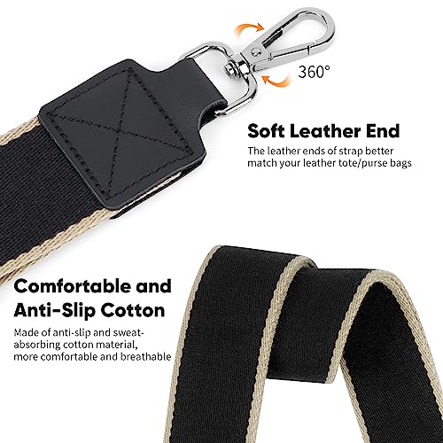 Image of Purse Strap 1.5 inch Replacement Crossbody Bag Straps Canvas Handbag Shoulder Strap, Adjustable Woven Tote Belt (1.5 inch Black /Silver Buckle)