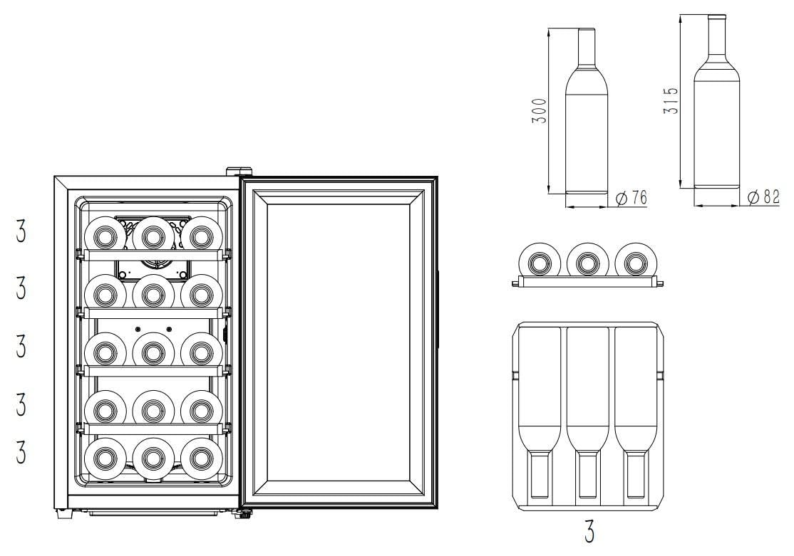 CAVIN Freistehender Weinkühlschrank - Northern Collection 15 Black, 15 Flaschen, Thermoelektrische Kühlung, Geräuschniveau 26 dB, kleiner schwarzer Kühlschrank, Glastür