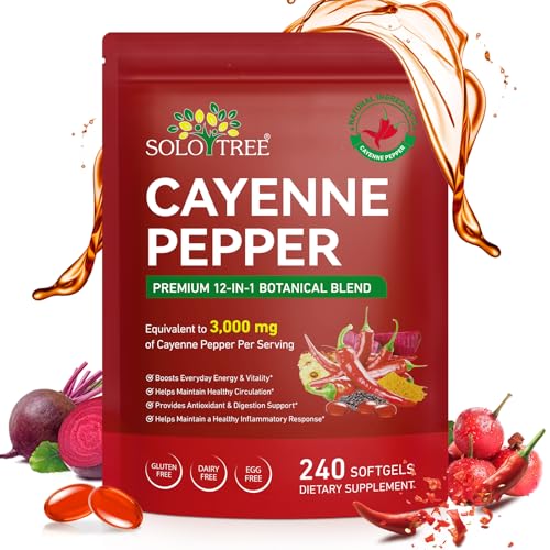 Cayenne Pepper Softgels with Beetroot Extract 240 Count Turmeric Curcumin & Hawthorn Enhanced with Vitamins D3 K2 & E Supports Heart Health Circulation & Leg Vein Wellness Easy-to-Take