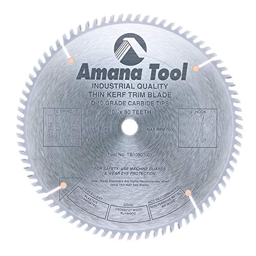 Amana Tool - TB86401 Carbide Tipped Thin Kerf Trim 8" Dia x 64T Tcg, 10 Deg, 5/8 Bore