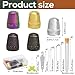 Nitlak 24 Pcs Metal Sewing Thimbles for Hand Sewing, Metal Finger Protectors, Sewing Thimble Ring with Needle Threader, Needles with Storage Container, Plastic Storage Box for Hand DIY Sewing