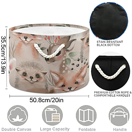 Image of visesunny Deer Bunny Hedgehog Bear Fox Laundry Baskets Fabric Storage Bin Storage Box Collapsible Storage Basket Toy Clothes Shelves Basket for Bathroom,Bedroom,Nursery,Closet,Office