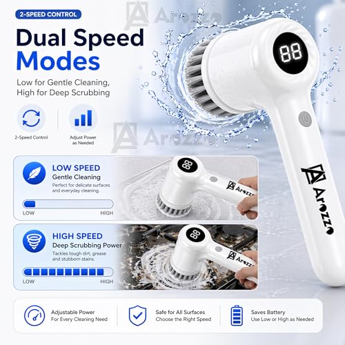 Image of 5 in 1 Electric Spin Scrubber | Magic Multifunctional Cleaner with 5 Head | 2-Speed |Upto 5 Hrs Working use for Kitchen Tiles, Carpet, Sink, Basin | 6 Month Warranty