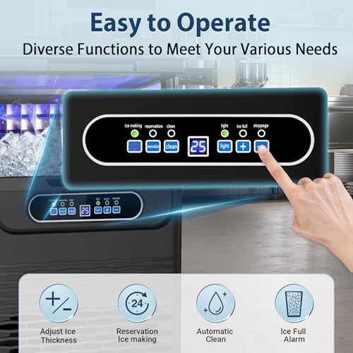 Image of Commercial Ice Maker 100 Lbs /24H, Dual Water Inlet Options, Rapid 36 Ice Cubes in 9-15 Mins, Stainless Steel Ice Under Counter /Freestanding Machine for Home, Party, Office
