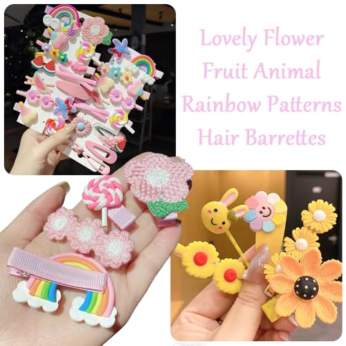 56 piezas de pinzas para el cabello con diseños de flores, frutas y animales, clips bonitos para niñas pequeñas, accesorios decorativos para el cabello miniatura 3