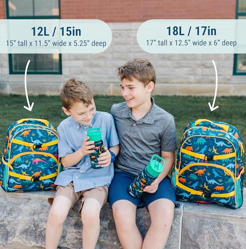 Image of Wildkin Kids Backpack for Boys & Girls, ECO rPET Recycled Lightweight 15 inch Bookbag with Padded Straps - Ideal for Preschool, Kindergarten, School & Travel, Ages 4-6 - Jurassic Dinosaurs