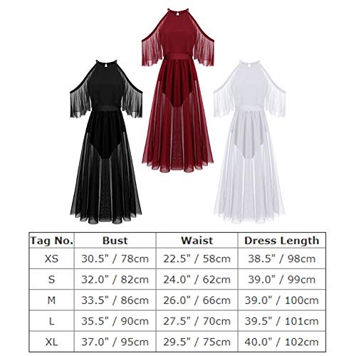 Odasdo Women Lyrical Dance Dress Adult Modern Contemporary Ballet Ballroom Dancewear Halter Neck Cold Shoulder Mesh Tulle Flowy Maxi Long Dresses Tank Bodysuit Clothes White Xs #TOP6