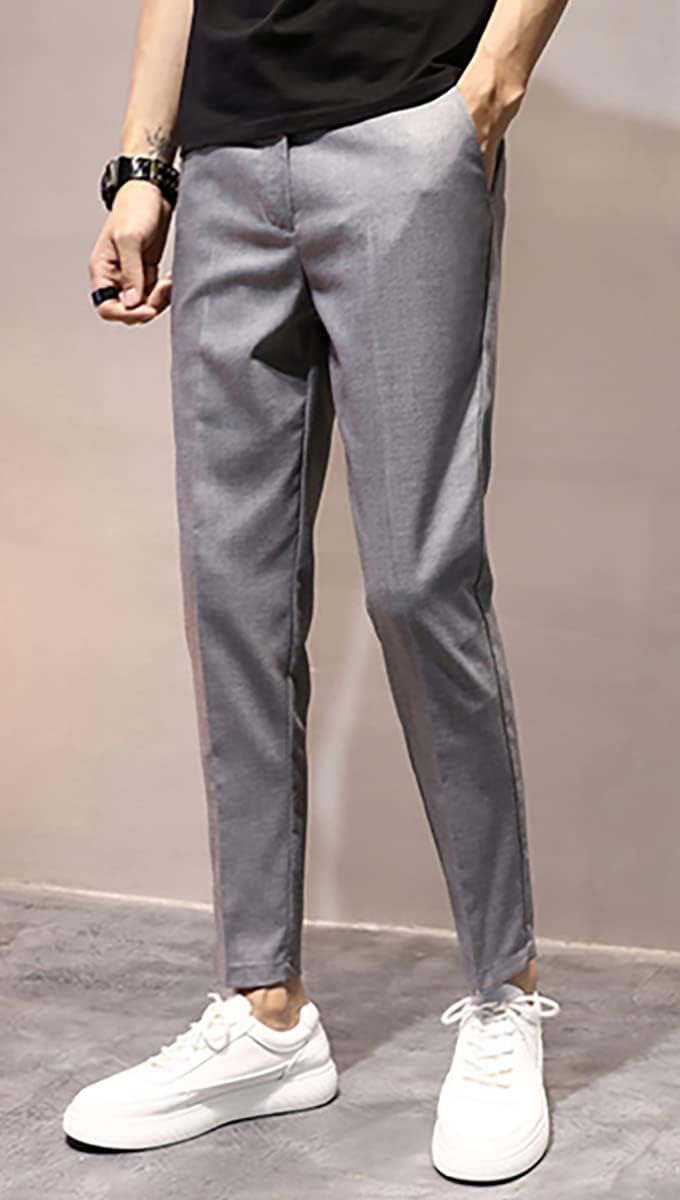 utcoco Men's Cropped Suit Pants Slim-Fit Ankle Length Dress Pants - Image 4