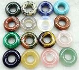 Material: Naturstein ESBANT 15 mm Naturstein Quarz Kristall Tigerauge Opal Türkis Kreis Donut Charms Anhänger DIY Schmuckherstellung Halskette 12 Stück, Nr. 7 Mineral Edelsteine (Color : No.1)