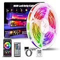 NBBUFF Led Lights for Bedroom 50ft (1 Roll), Color Changing RGB Led Strip Lights with 60 Keys Remote and App Control, Music Sync Led Lights for Room Kitchen Party Home Decor