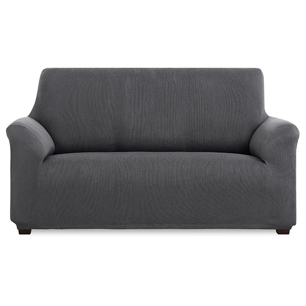 MAXIFUNDAS | Funda de Sofá Elástica 2 Plazas Color Gris - Funda de Sofá Extrasuave, Antideslizante y Elástica - Funda Sofá Elástica Modelo Inca