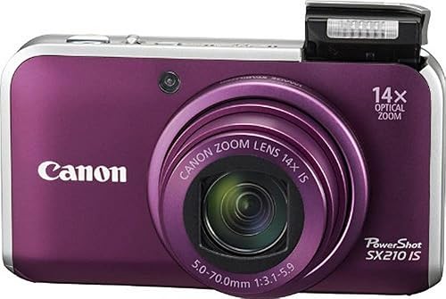 Canon PowerShot SX210IS - Cámara digital de 14.1 MP con zoom estabilizado de imagen óptica de gran angular de 14x y LCD de 3.0 pulgadas (morado)