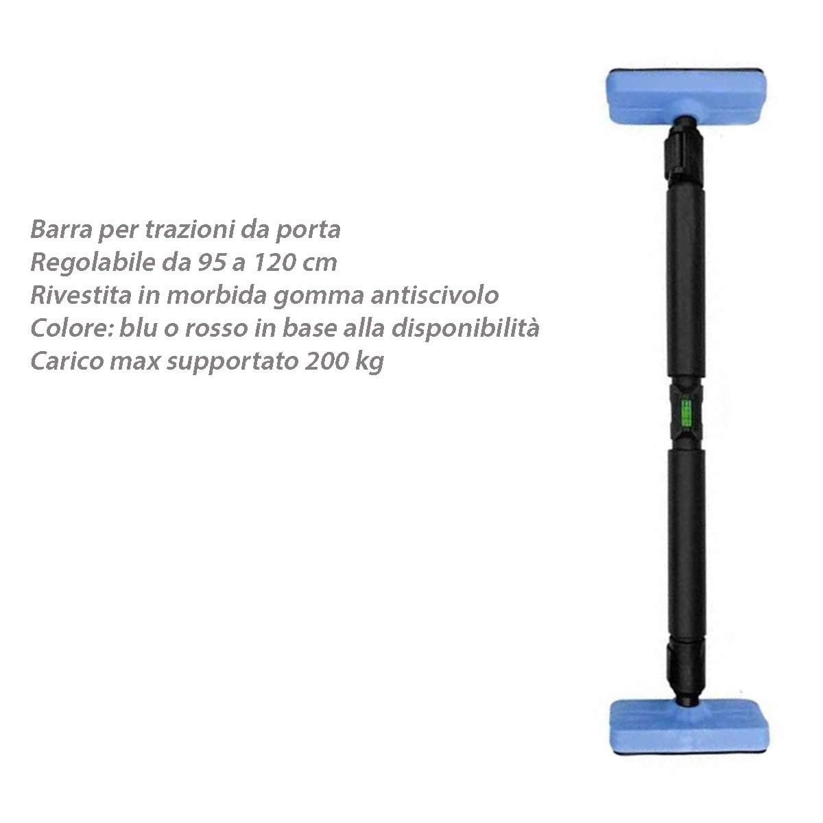 Vetrineinrete® Barra per trazioni da porta regolabile da 95 a 120 cm fissaggio senza viti sbarra per allenamento bicipiti dorsali tricipidi addominali carico max 200 kg
