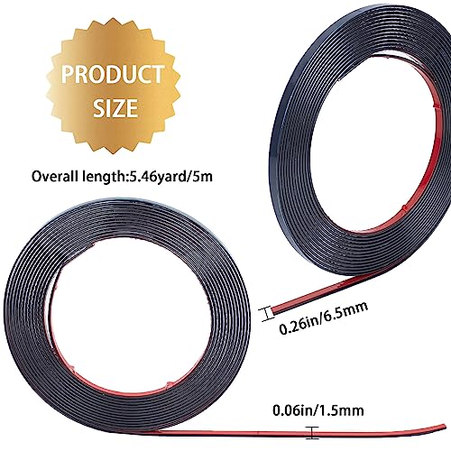 GORGECRAFT 5 m X 6.6 mm Wandzierleiste Schwarz Selbstklebende Zierleiste Zum Abziehen Und Aufkleben Flexible Dichtungs-Und Zierleisten Fliesenverkleidungen Kanten Wasserfest Klebrig Dekorative