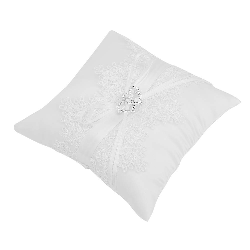 Joyzan Cuscino Fedi Nuziali, Cuscino Porta Fedi Matrimonio Anello Nuziale per Anelli Proposte Matrimonio Cerimonie Forniture Decorazione Festa con Fiocco Raso Accessori Cuscinetto Cuori Strass Cuore