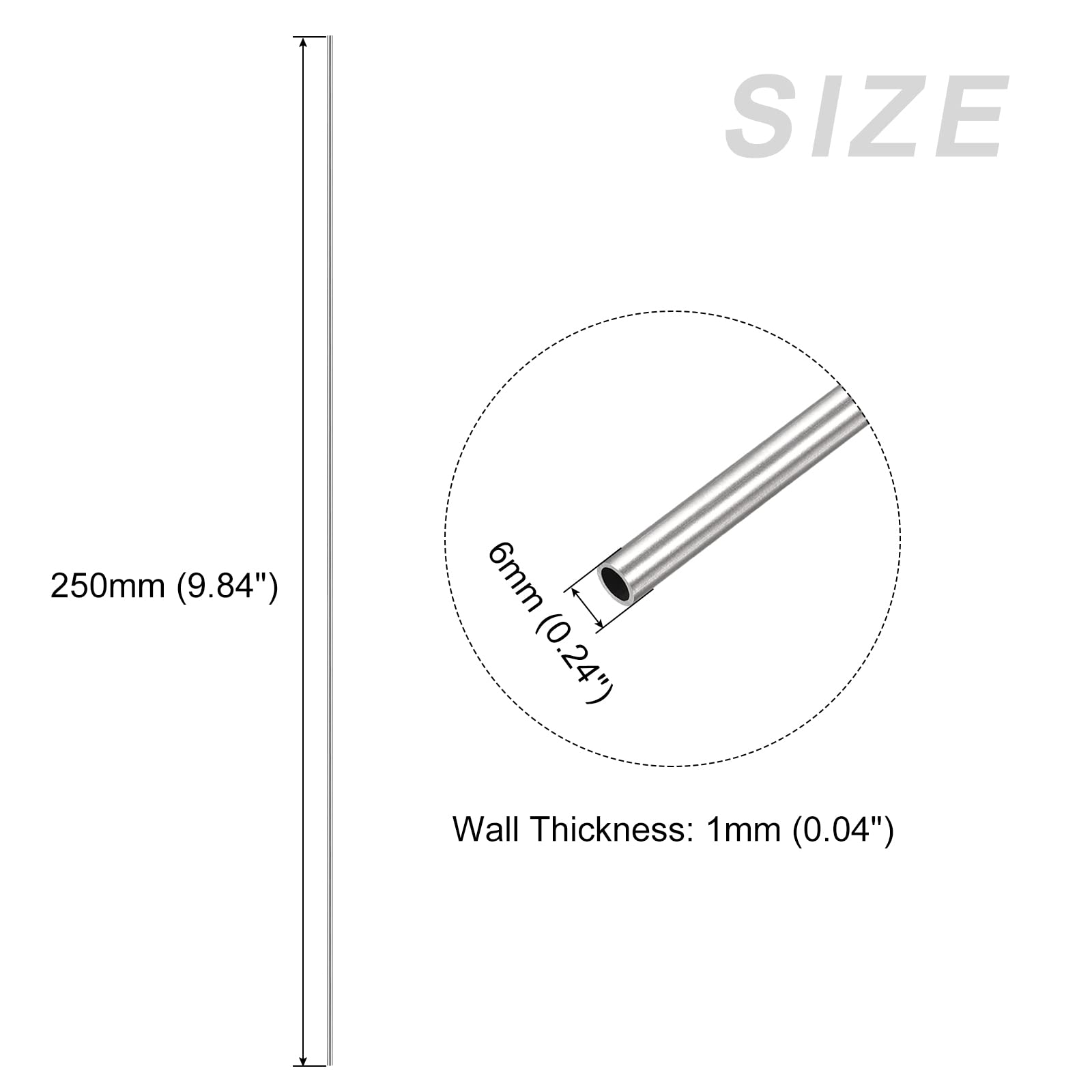 Tube Inox 76mm Tube Acier Diamu00e8tre 8 Mm METALLIXITY 316 Acier Inox Tube (2mm OD X 0,5mm Paroi T X 300mm L), Tube Droit - Pour Maison Ameublement, Machines Inox Tube Professionnel Tube Inox 20mm