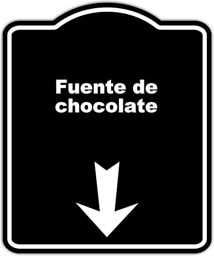 Fuente de chocolate español negro signo flecha abajo aluminio compuesto señal 20 x 24 pulgadas