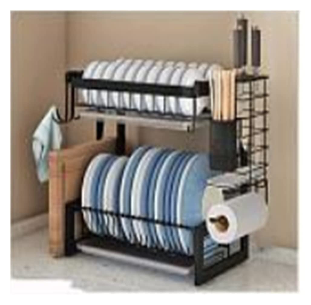 Escurreplatos Estante para Platos De Acero Inoxidable, Soporte para Utensilios, para Tabla Cortar, Escurridor con para Encimera Cocina Organización Cocina(2-Tier)