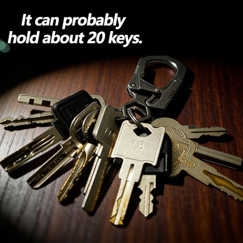 Image of Ahiller Double Locking Carabiner Clip - Zinc Alloy Mens Keychain for Keys | Unisex,Dual Press Double Lock, Anti Misopening,Heavy Duty,Suitable for Car Keys,Belt,Backpack,Hiking,Riding,Outdoor Camping