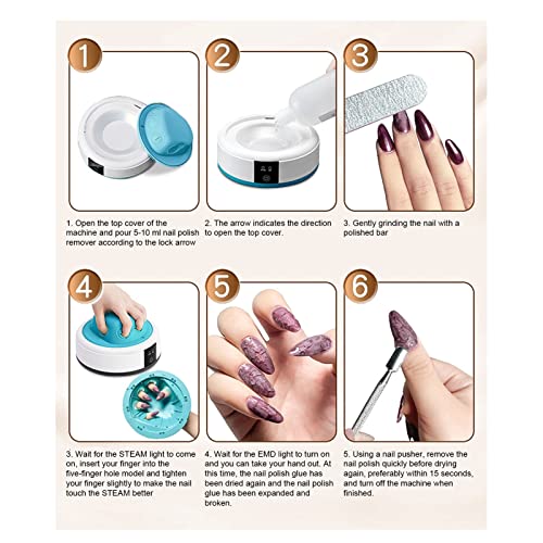 Nail Polish Remover Machine Nail Steamer, Nail Gel Removers Machine Electric Silicone Heating Nail Steam Polish Removers for Manicure Beauty Salon Home Use(US)