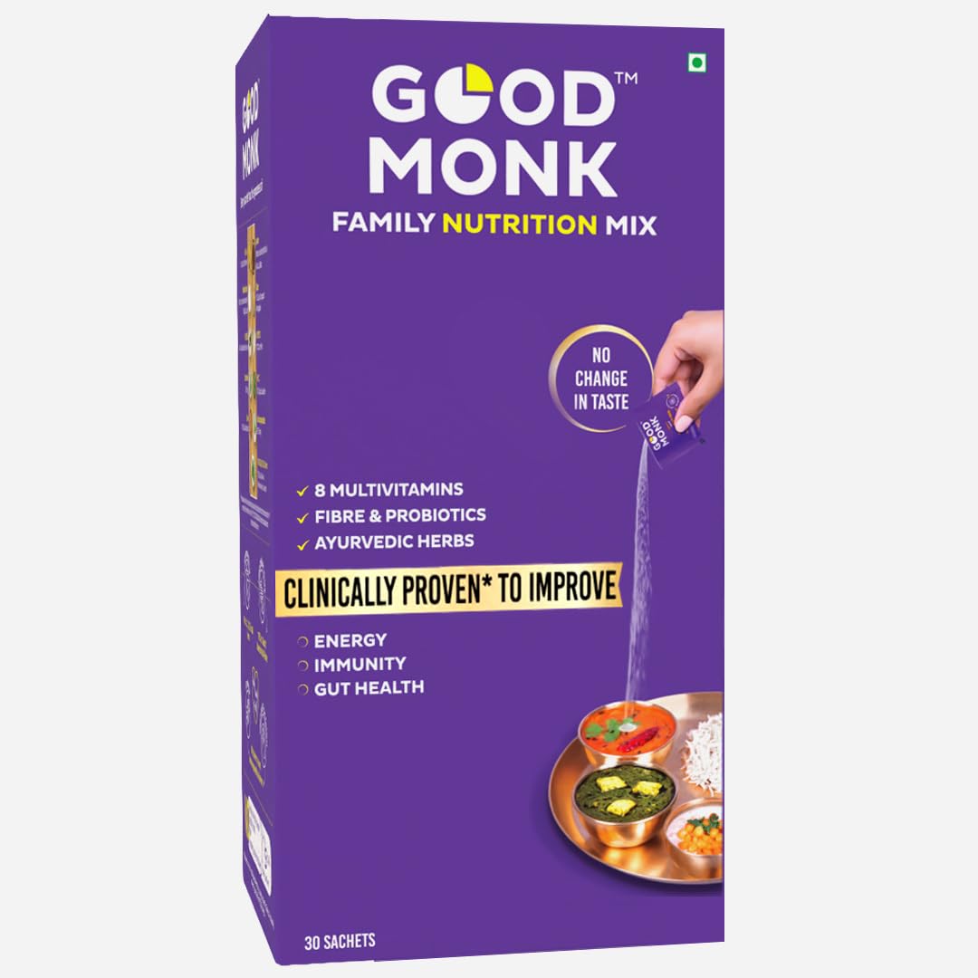 Clinically Proven Multivitamin Mix for Kids, Men & Women | For Energy, Immunity, Gut Health | With Probiotics, Fibre, Vit B12, C, D, Iron, Zinc | Add To Food - No Taste Change | 30 Sachets