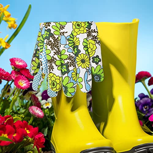 Garden Gloves Women,3 Pairs Breathable Anti-Slip Floral Printed Gardening Work Gloves With Pvc Dots For Planting And Work (Pink,Green,Purple) #TOP3