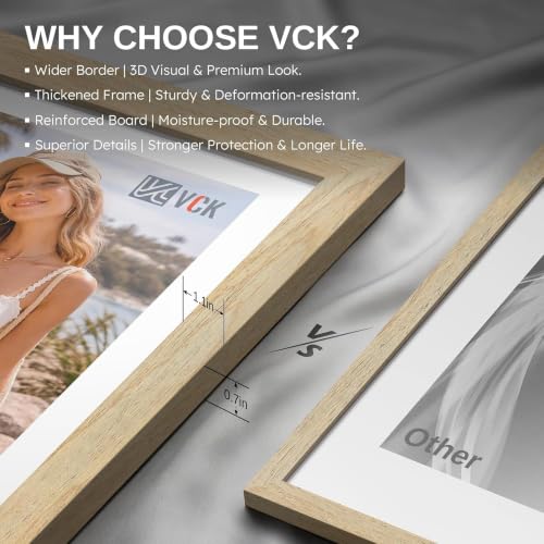 Image of VCK 8x10 Picture Frames 3 Pack, Natural Wood Photo Frame, Wall Display
