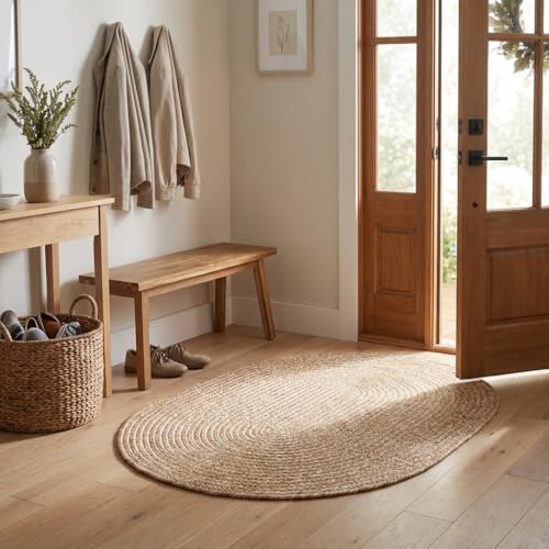 Tapete trenzado beige y marrón 2'x3' Super Area Rugs miniatura 4
