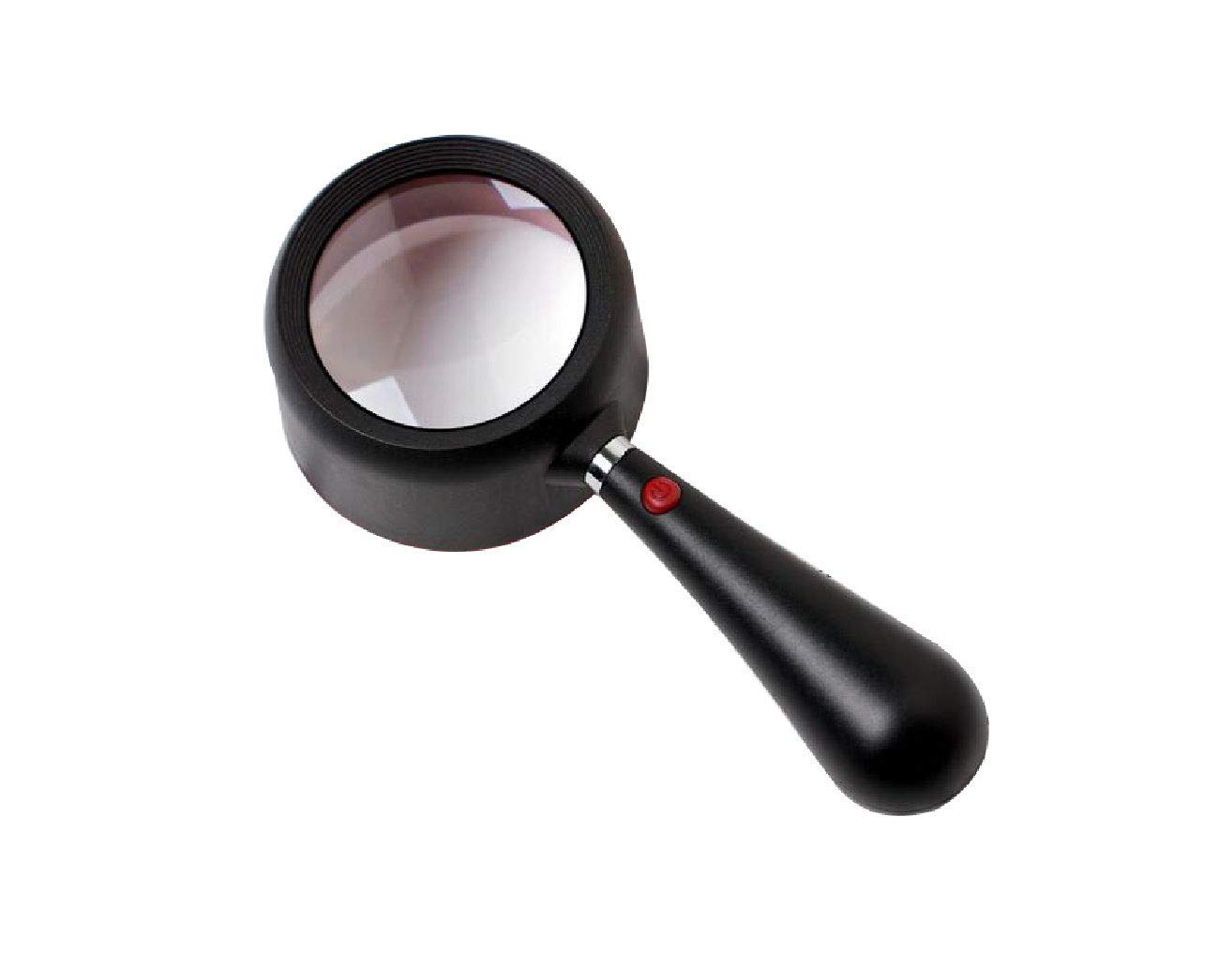 Lupas educativas para Pasatiempos, 2 lupas de Mano con luz LED, Lupa de Lectura, Lente sin distorsión de 20 x 77 mm para Personas Mayores, Baja visión, Libros, páginas, revistas, mapas/Negro