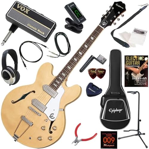 エピフォン エレキギター初心者入門 ヘッドホン・ギター・アンプamPlug2が入った16点セット Casino/NAT(ナチュラル)