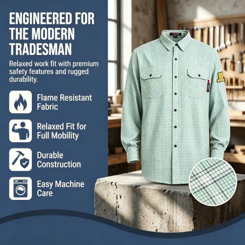 Image of SRsafety Hi Vis FR Shirts for Men,7.0oz Long Sleeve FR Work Shirts,100% Cotton High Visibility Fire Shirt