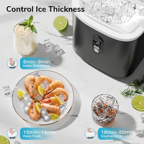 Image of Antarctic Star Countertop Ice Maker Machine, 30lbs /24Hrs, 3 Thickness Ice Cubes, 16Pcs /13 Mins,2 Ways to Add Water, Self-Cleaning Ice Cube Maker w /Basket and Scoop for Home /Kitchen /Camping /RV (Black)