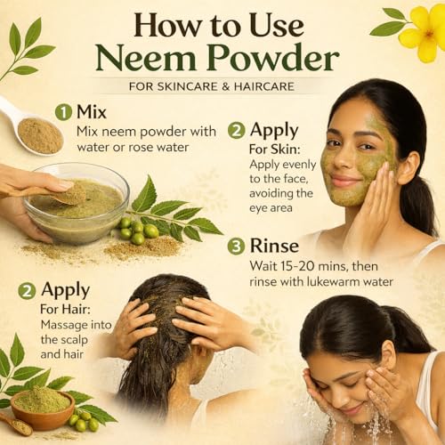 Image of Neem Powder 250g with Spoon, Ayurvedic Face Pack, Anti-Germ Skin Cleanser