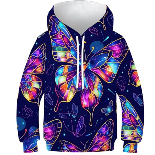 Hoodie garçon imprimé papillons 3D idéal pour le collège et le sport