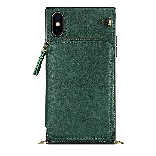Coque portefeuille iPhone XS en cuir de qualité avec dragonne