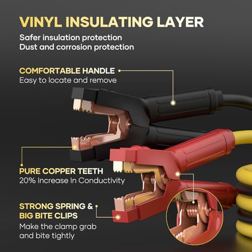 Heavy Duty Jumper Cables, 0 Gauge 30 Feet 1000 Amp Automotive Booster Cables for Car Battery, for Car, SUV and Trucks Battery, with Carry Case, Gloves, Brushes