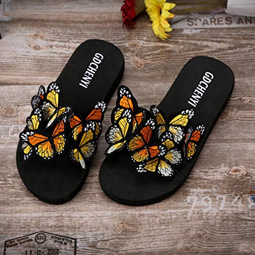 Image of MIOKE Summer Flat Slide Sandals For Womens Butterfly Platform Low Heel Comfy Nonslip Casual Beach Sandals