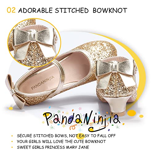Image of PANDNAINJIA Girls Dress Shoes Toddler Heels Mary Jane Pumps