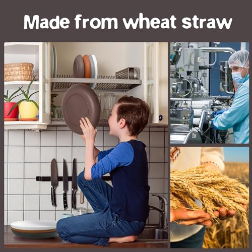 Teivio 32-Piece Kitchen Plastic Wheat Straw Dinnerware Set, Service For 8, Unbreakable Dinner Plate/Dessert Plate/Cereal Bowl/Cup, Outdoor Camping Dishes For Rustic Life/Country/Vintage, Farmhouse thumb #5