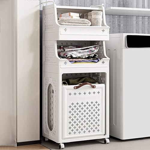Fin du désordre au sol grâce au panier à linge mobile multi-niveaux - 2